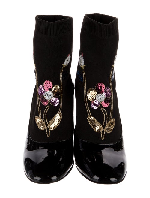 Gucci Patent Leather Floral Print Sock Boots
