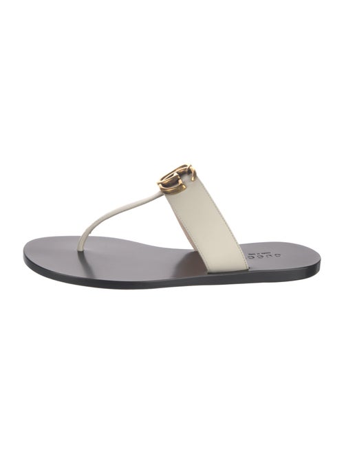 Gucci Double G Logo Leather Flip Flops