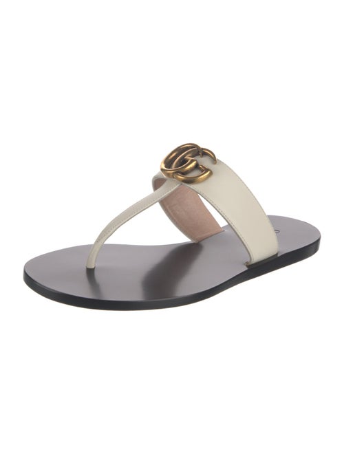 Gucci Double G Logo Leather Flip Flops