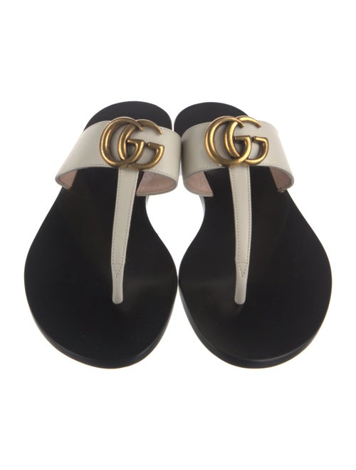 Gucci Double G Logo Leather Flip Flops