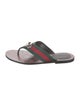 Gucci Web Accent Leather Flip Flops