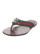 Gucci Web Accent Leather Flip Flops