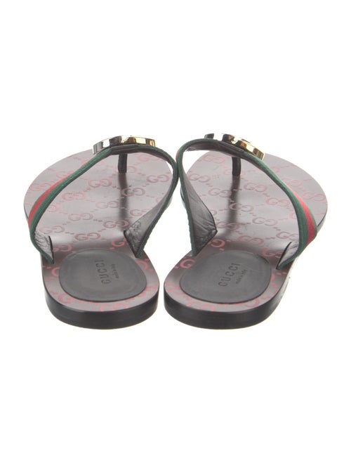 Gucci Web Accent Leather Flip Flops