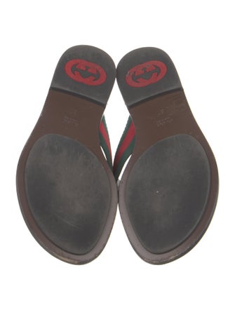Gucci Web Accent Leather Flip Flops