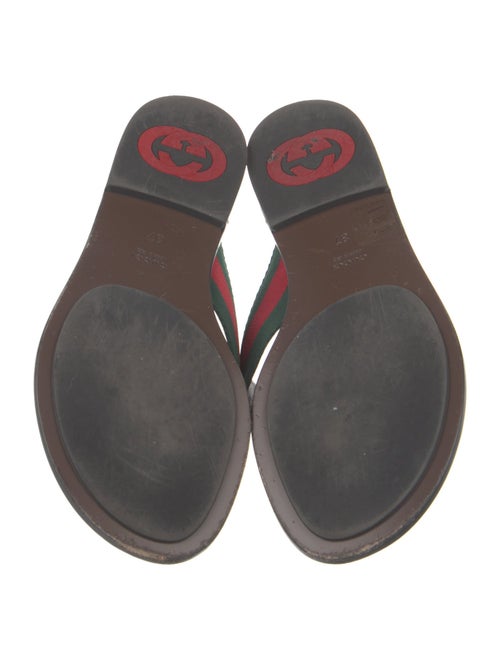 Gucci Web Accent Leather Flip Flops