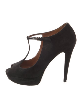 Gucci Suede T-Strap Pumps