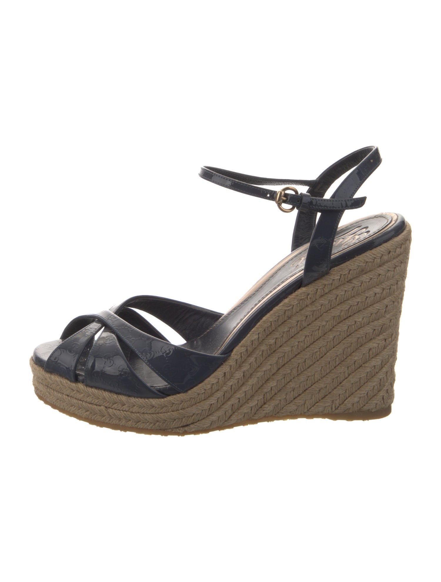 Gucci Microguccissima Pattern Patent Leather Espadrilles