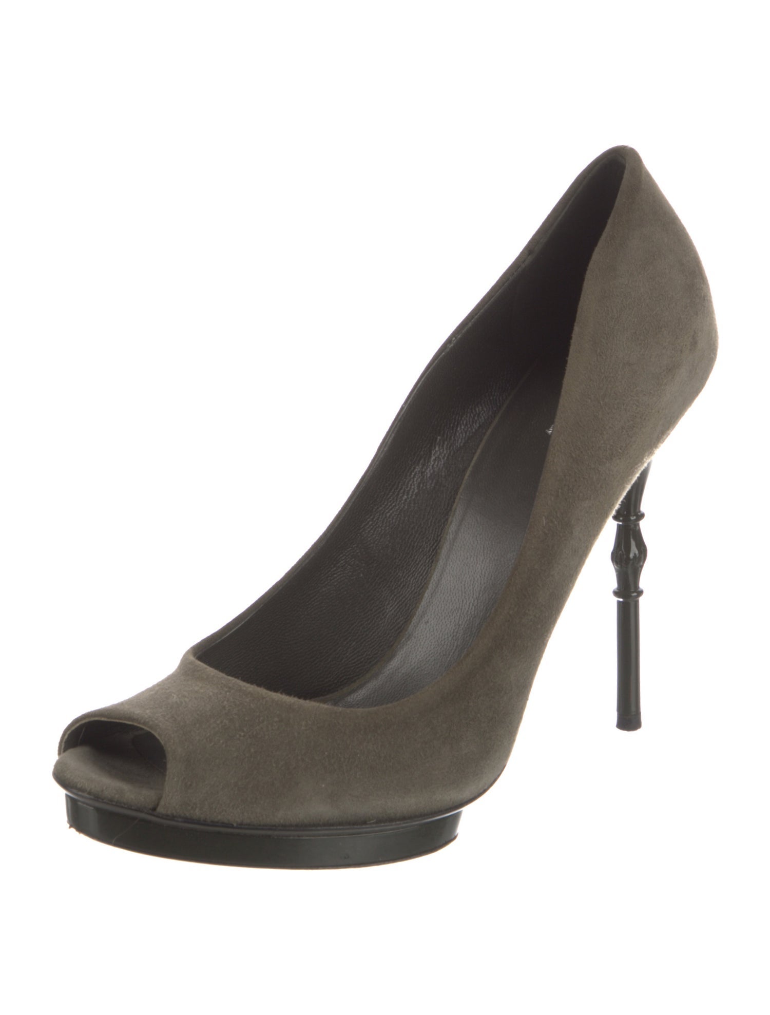 Gucci Bamboo Accent Suede Pumps