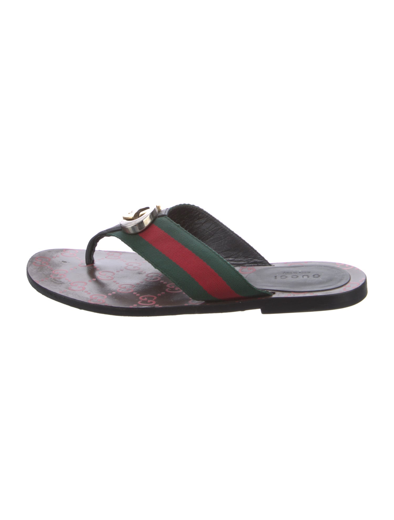 Gucci Web Accent Canvas Flip Flops