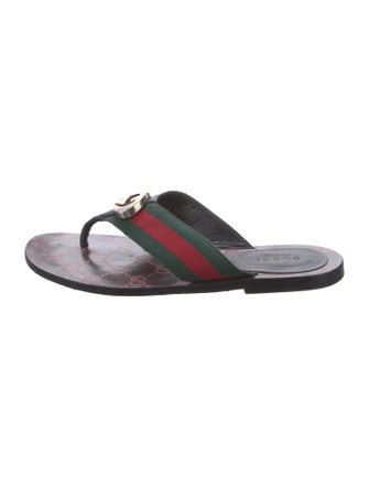 Gucci Web Accent Canvas Flip Flops