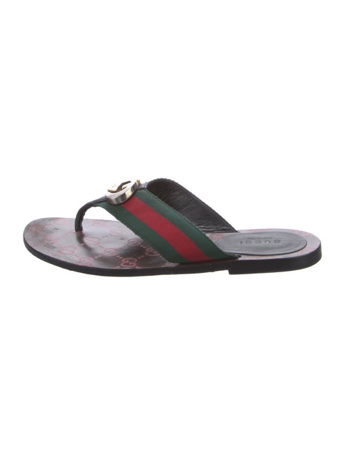 Gucci Web Accent Canvas Flip Flops