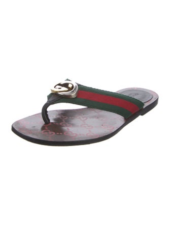 Gucci Web Accent Canvas Flip Flops