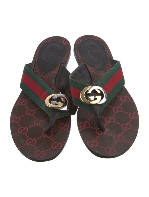 Gucci Web Accent Canvas Flip Flops