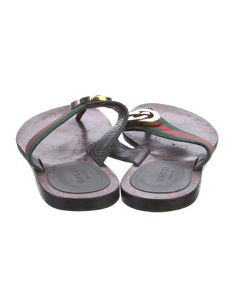 Gucci Web Accent Canvas Flip Flops