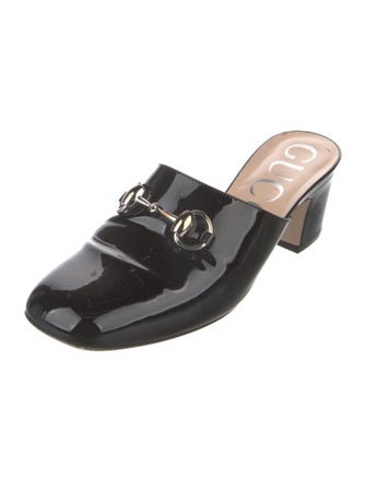 Gucci Horsebit Accent Patent Leather Mules