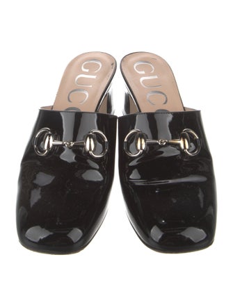 Gucci Horsebit Accent Patent Leather Mules