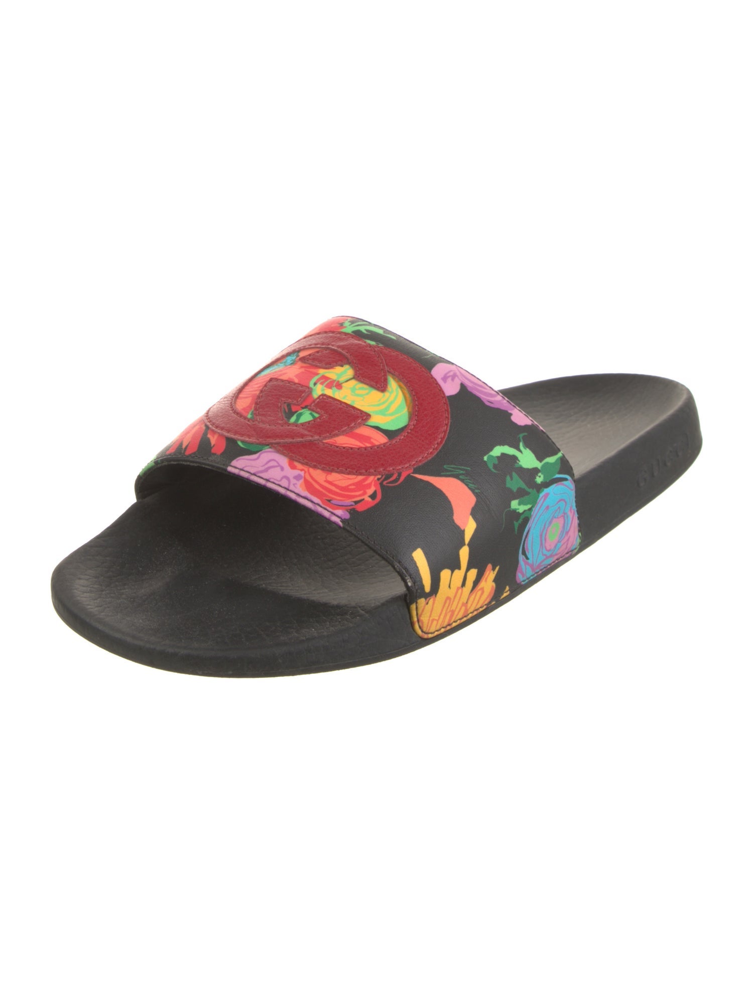 Gucci Interlocking G Logo Leather Slides
