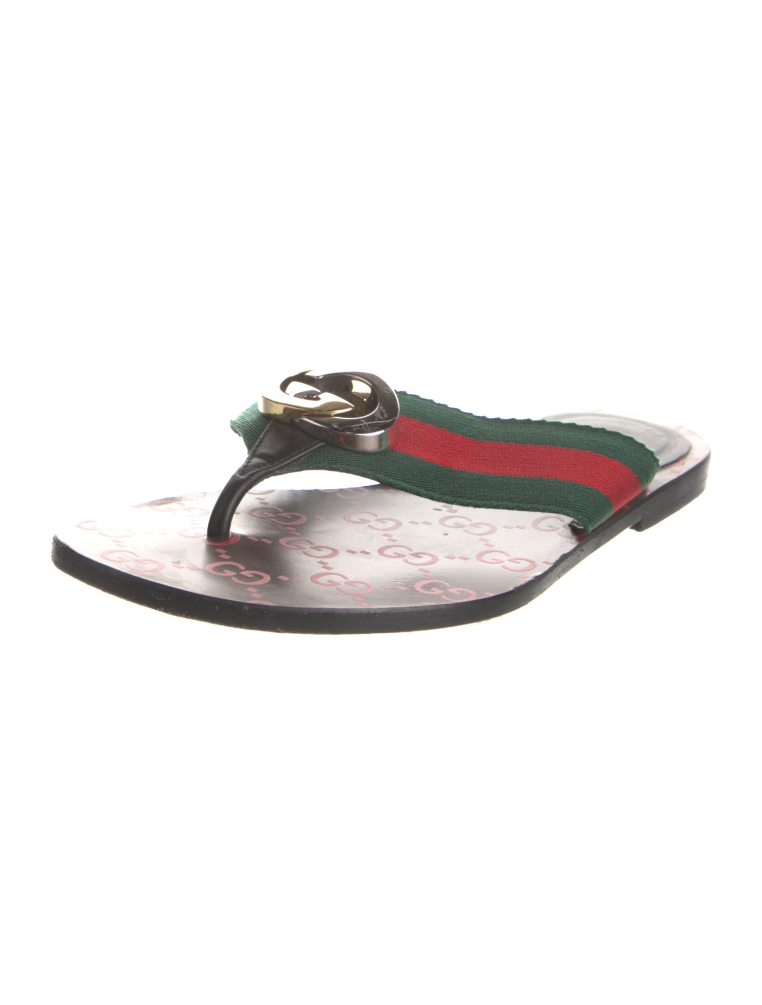 Gucci GG Logo Canvas Flip Flops