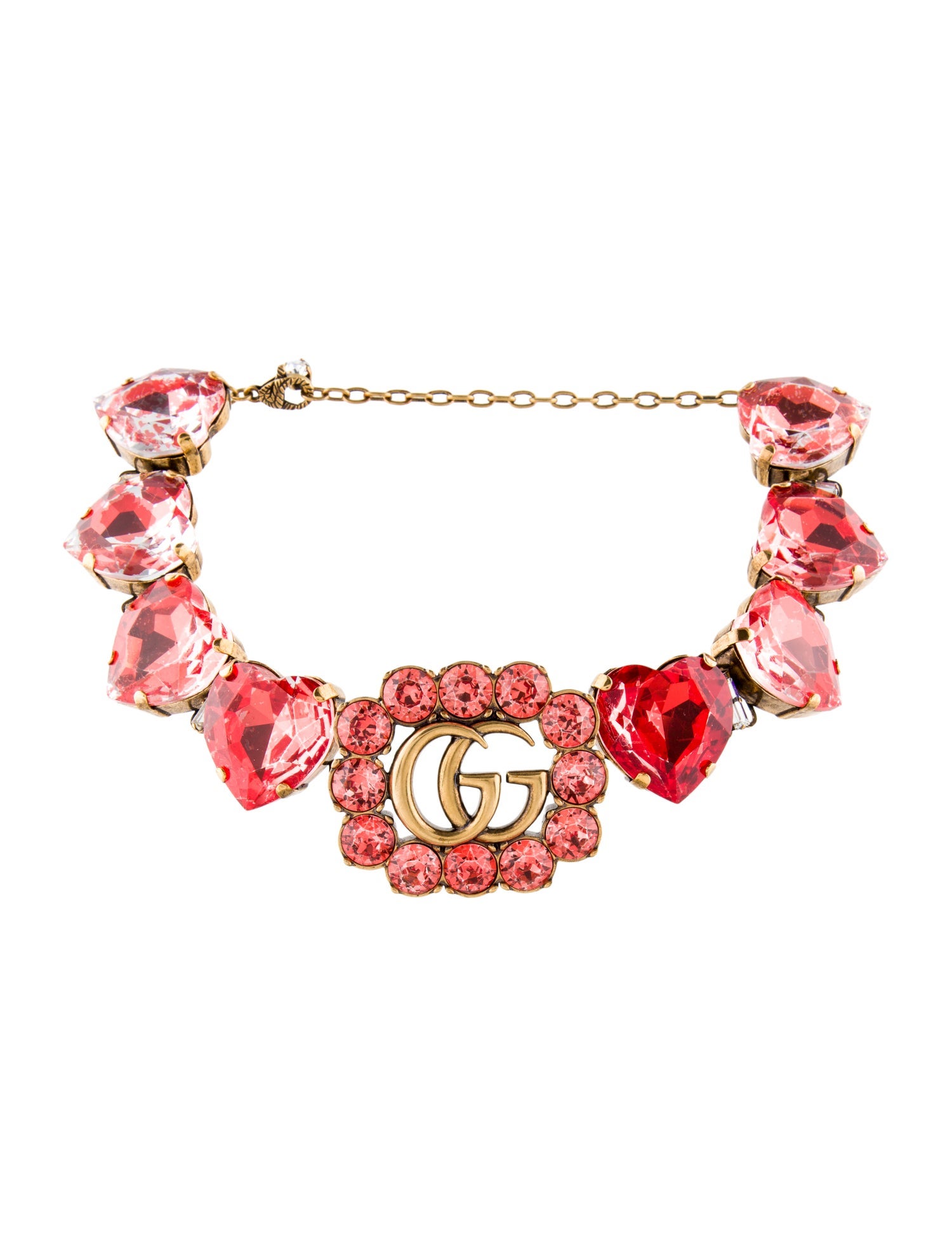 Gucci Crystal GG Marmont Heart Necklace
