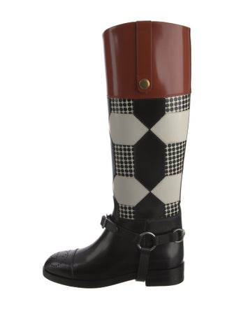 Gucci Interlocking G Logo Leather Riding Boots