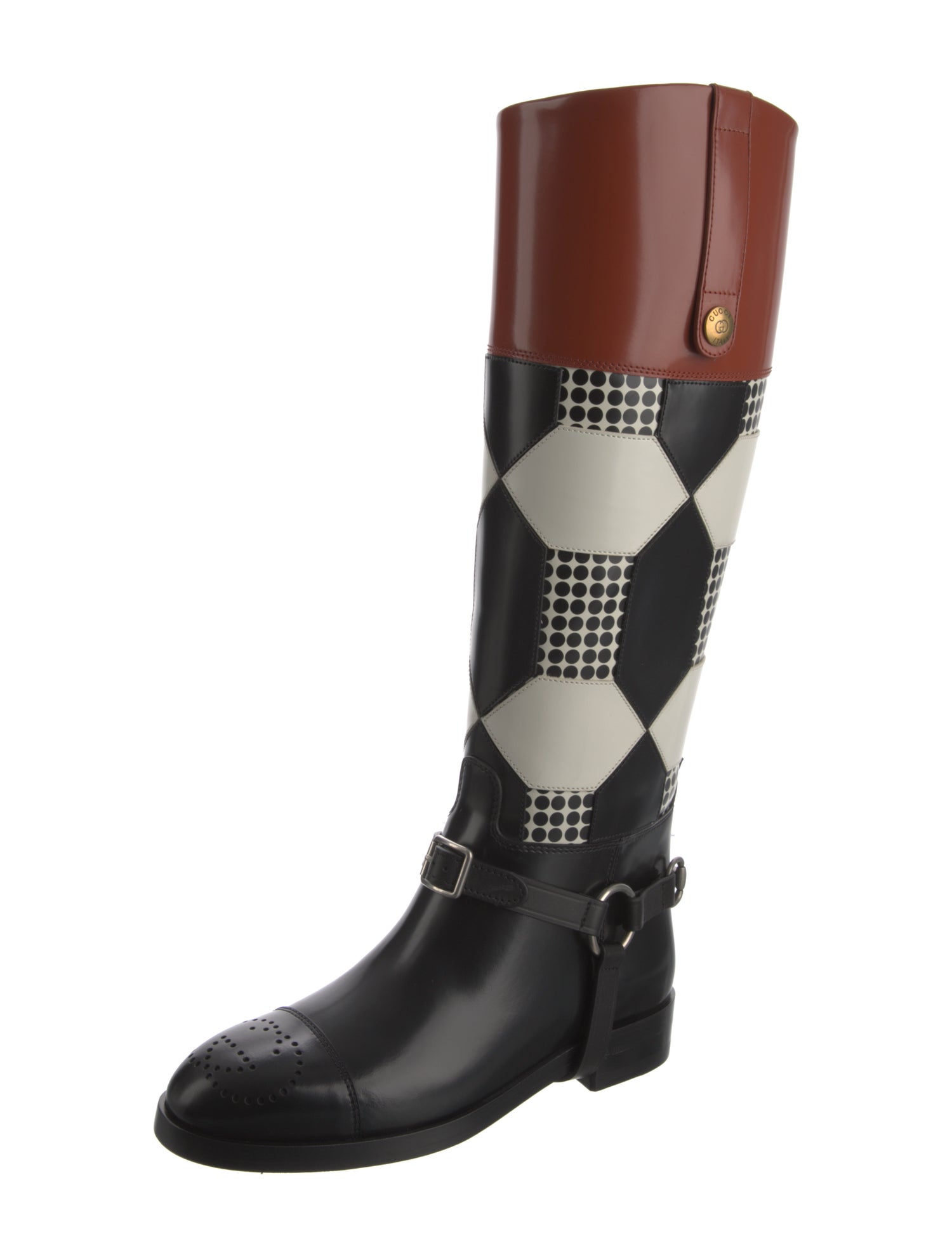 Gucci Interlocking G Logo Leather Riding Boots