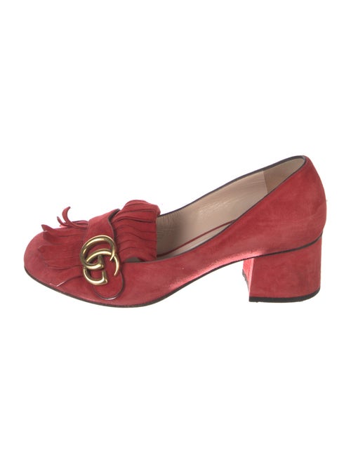 Gucci Suede Fringe Trim Accent Pumps