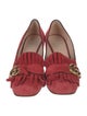 Gucci Suede Fringe Trim Accent Pumps