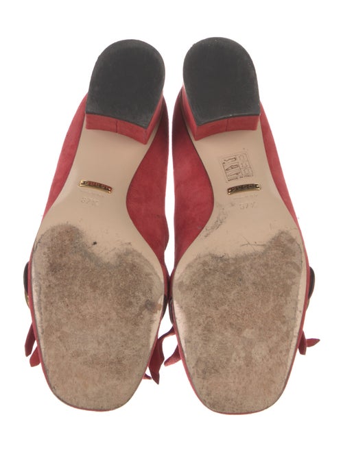 Gucci Suede Fringe Trim Accent Pumps