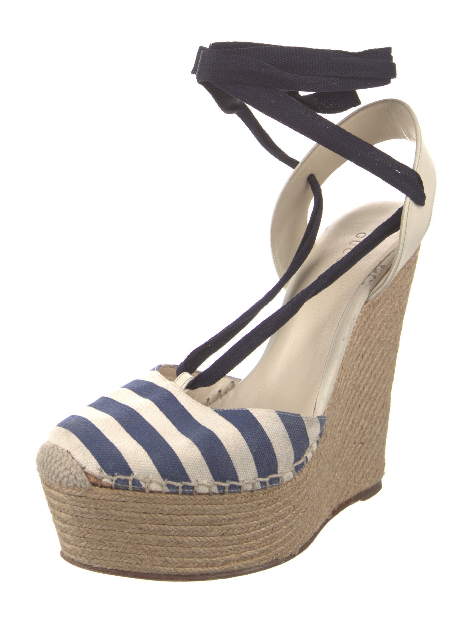 Gucci Canvas Striped Slingback Pumps
