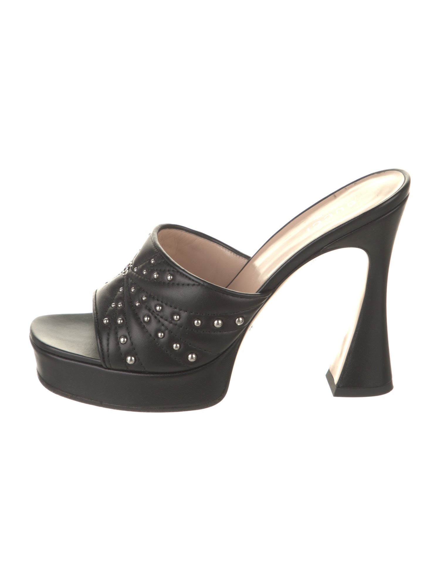 Gucci Double G Logo Leather Slides