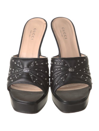 Gucci Double G Logo Leather Slides