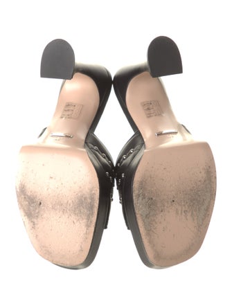 Gucci Double G Logo Leather Slides