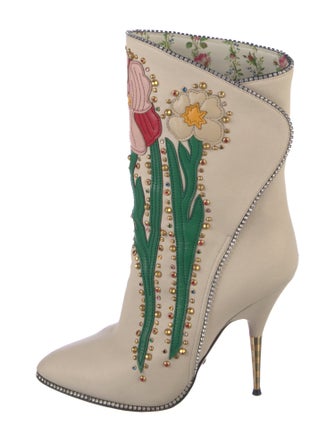 Gucci Leather Floral Print Boots