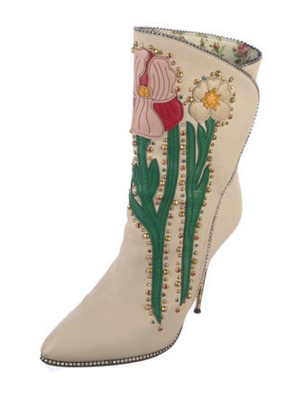 Gucci Leather Floral Print Boots