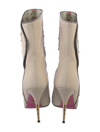 Gucci Leather Floral Print Boots