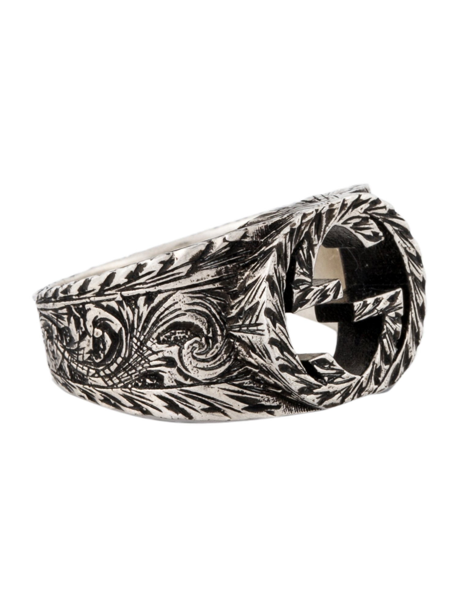 Gucci Interlocking GG Engraved Praisley Ring