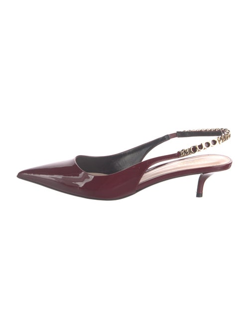 Gucci Patent Leather Chain-Link Accents Slingback Pumps
