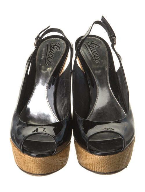 Gucci Patent Leather Colorblock Pattern Slingback Pumps