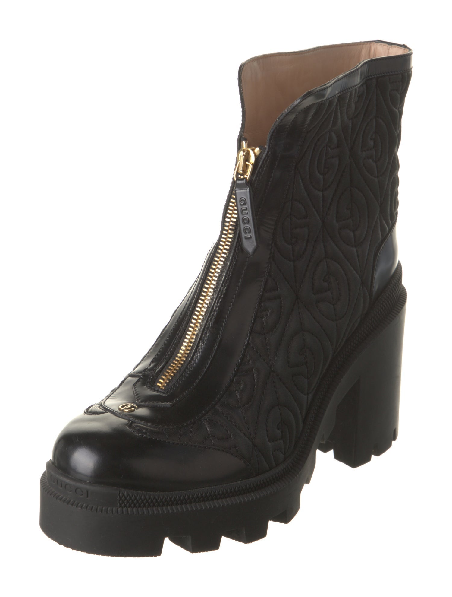 Gucci Double G Logo Leather Boots