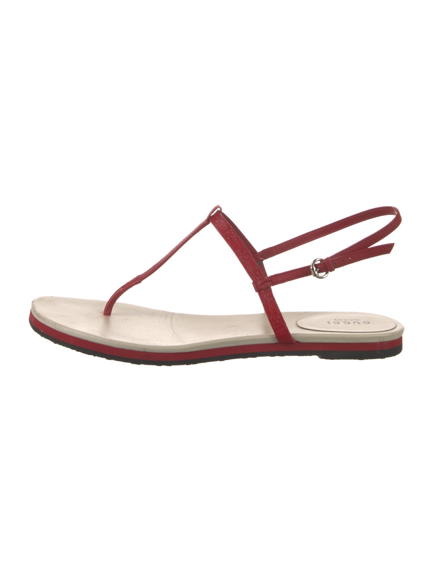 Gucci GG Signature Leather T-Strap Sandals
