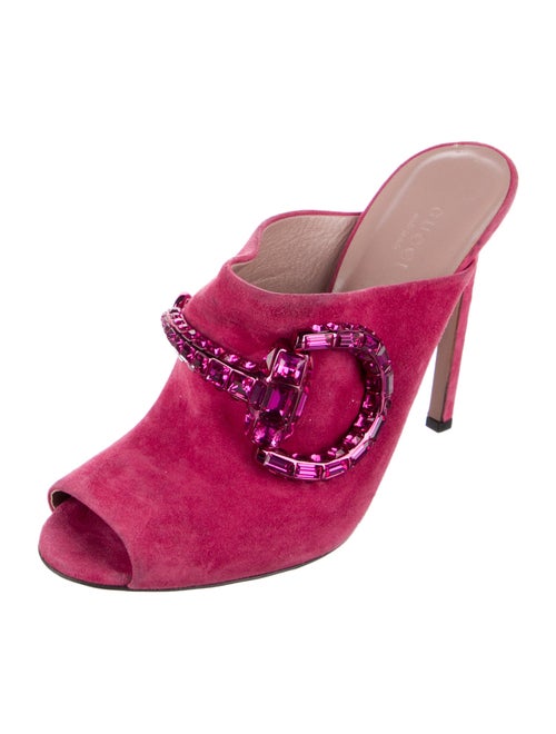 Gucci Hasler Horsebit Accent Suede Slides