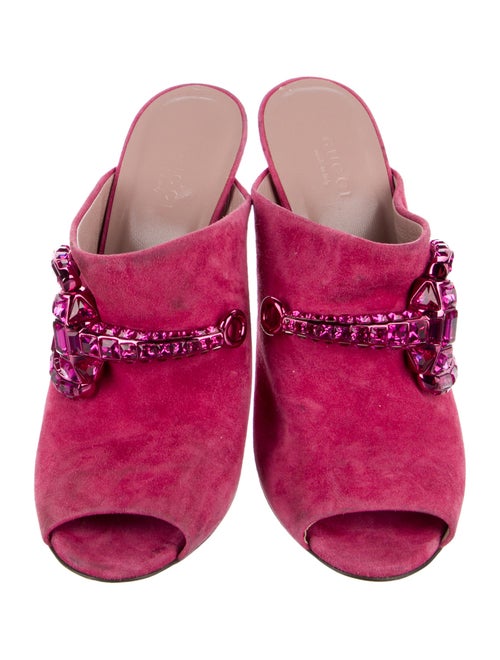 Gucci Hasler Horsebit Accent Suede Slides