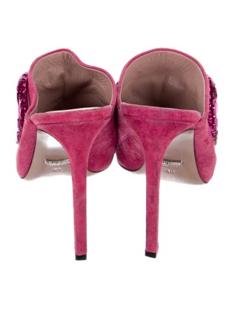 Gucci Hasler Horsebit Accent Suede Slides