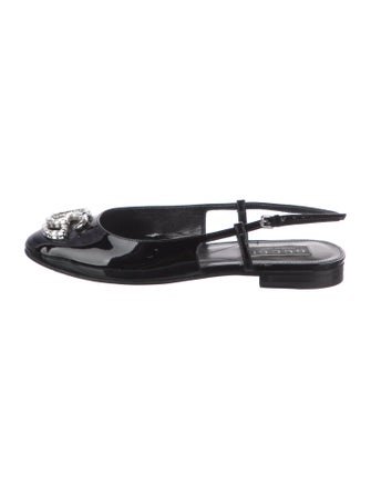 Gucci Double G Logo Patent Leather Slingback Flats