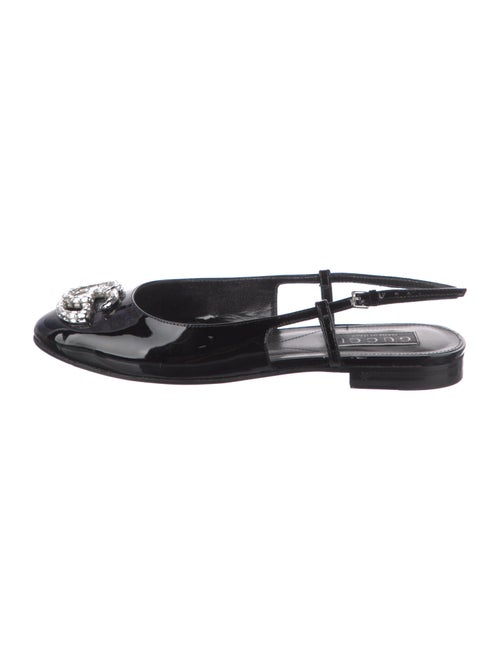 Gucci Double G Logo Patent Leather Slingback Flats