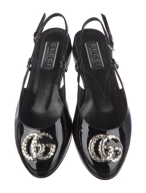 Gucci Double G Logo Patent Leather Slingback Flats