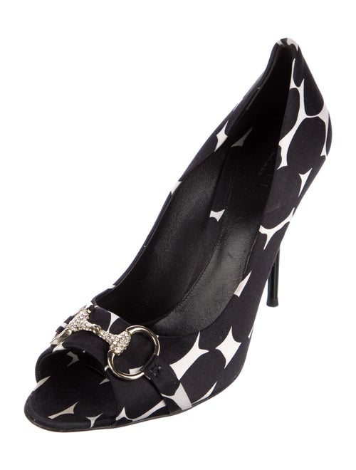 Gucci Horsebit Accent Satin Slingback Pumps