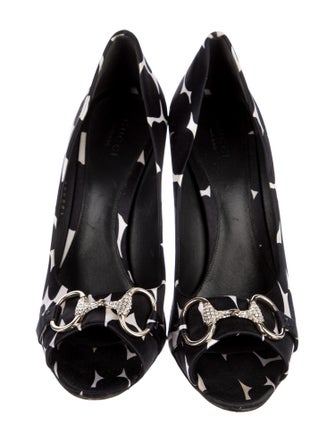 Gucci Horsebit Accent Satin Slingback Pumps