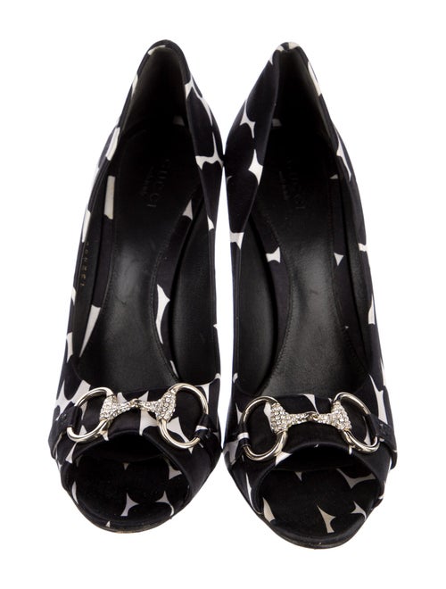Gucci Horsebit Accent Satin Slingback Pumps