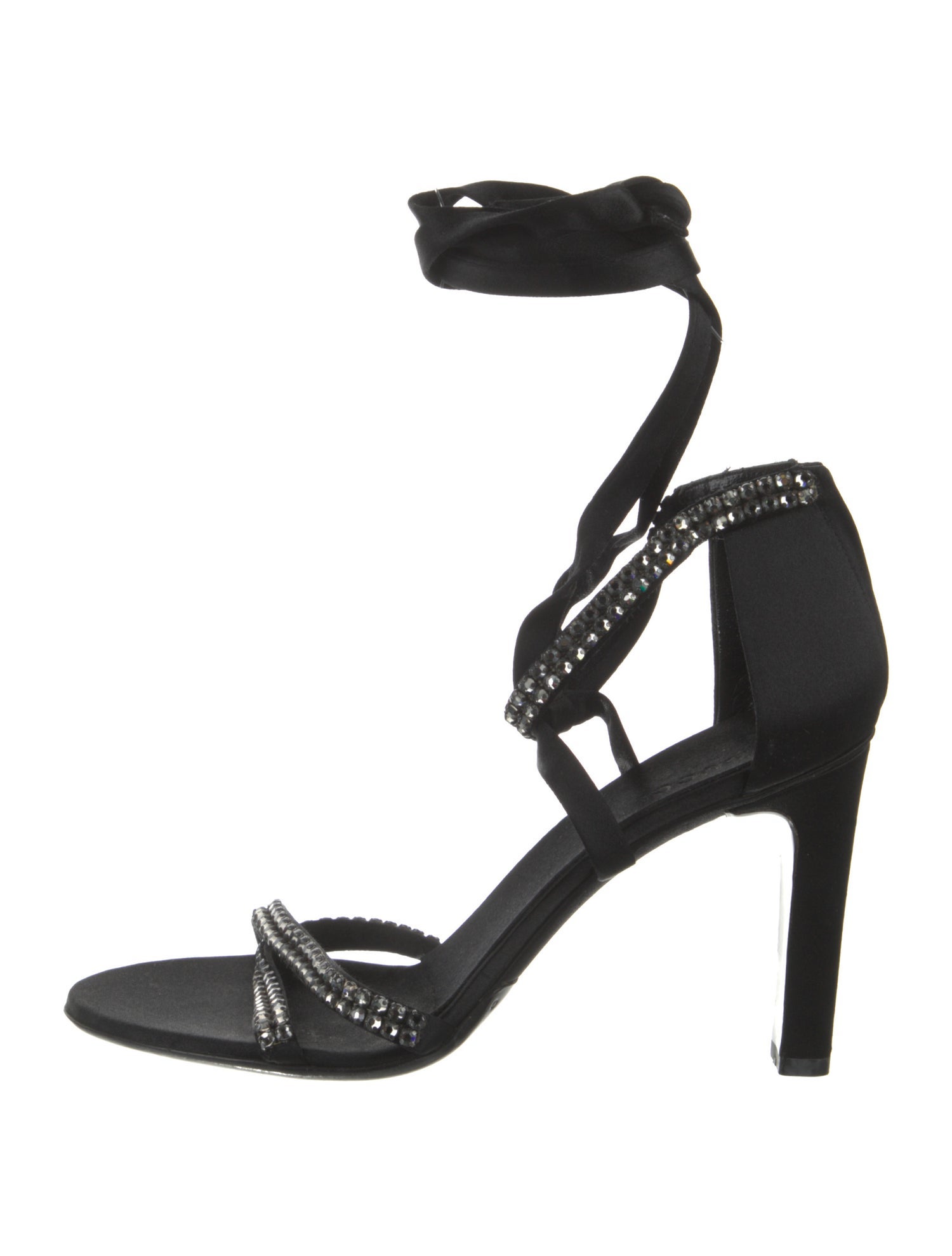 Gucci Satin Crystal Embellishments Sandals